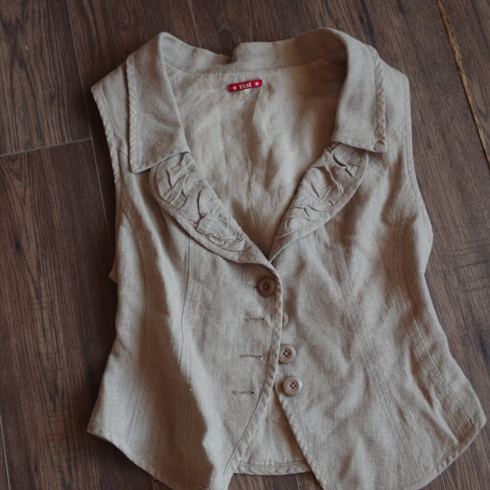Vintage Vest 100% Linen By Lu.el